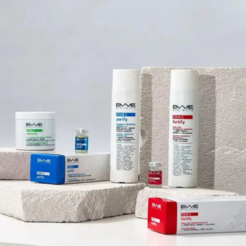 Emme Diciotto STEM-C Purify, Fortify, Detoxify products for treatment and recovery on concrete blocks
